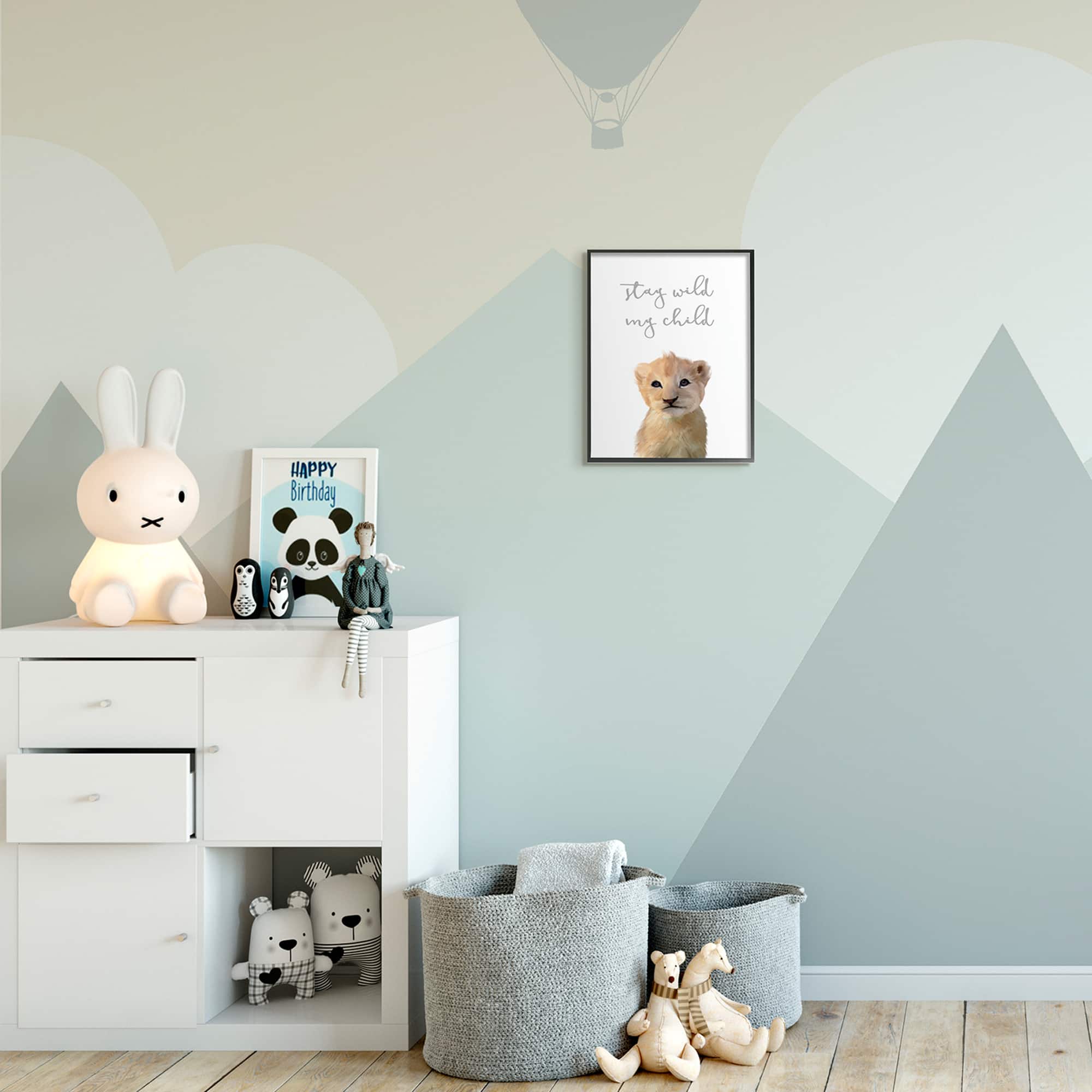 Stupell Industries Stay Wild Phrase Friendly Safari Lion Cub in Frame Wall Art